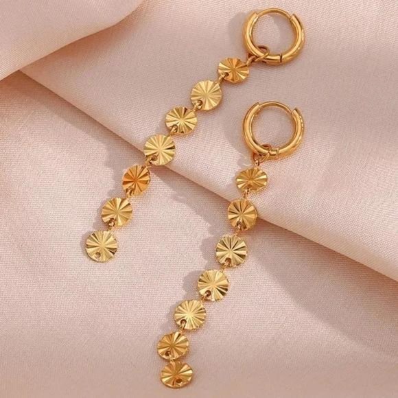 NEW TASSEL CHAIN 18K GOLD DANGLE DROP EARRINGS - Picture 2 of 6